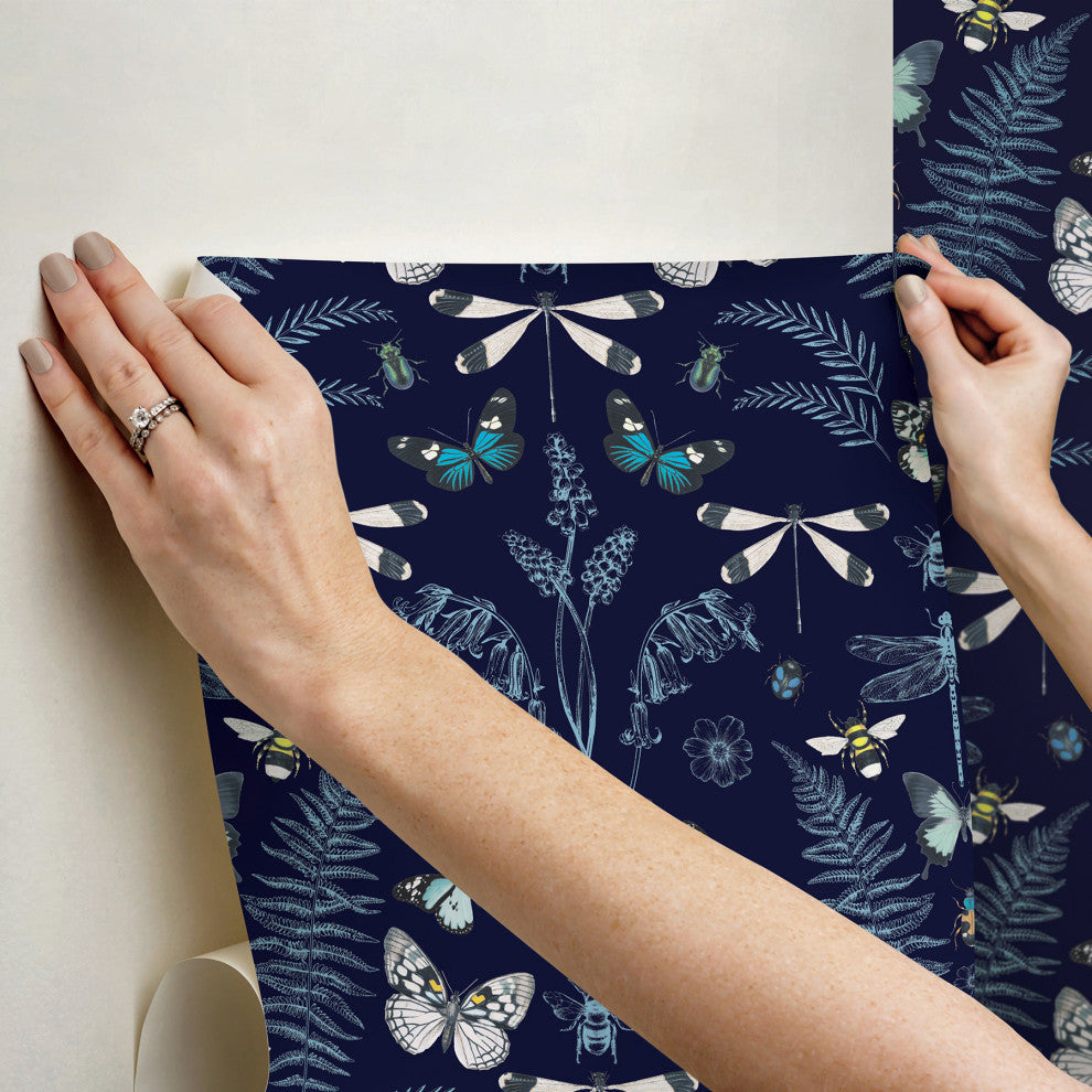 Hidden Treasures Blue Peel and Stick Wallpaper