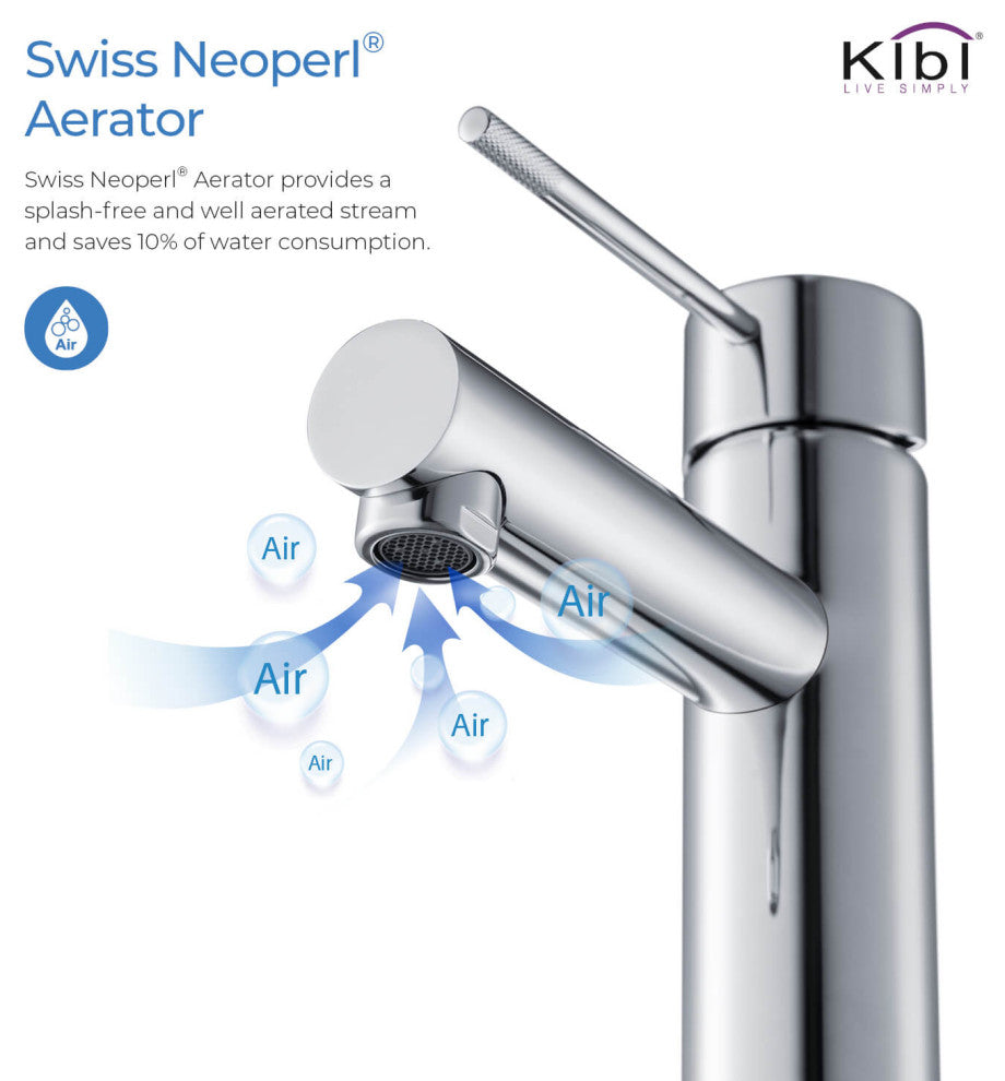 Circular X Brass Single Hole Bathroom Faucet KBF1010, Chrome, Without Drain