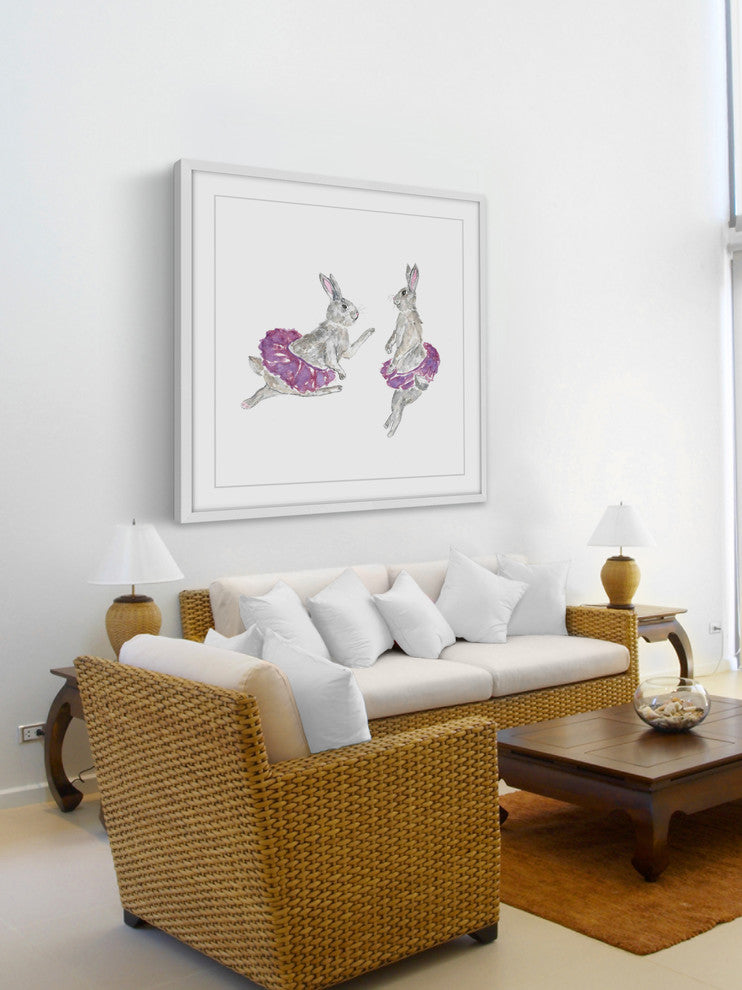 Marmont Hill, "Dancing Rabbits" by Thimble Sparrow Framed Painting Print, 32x32