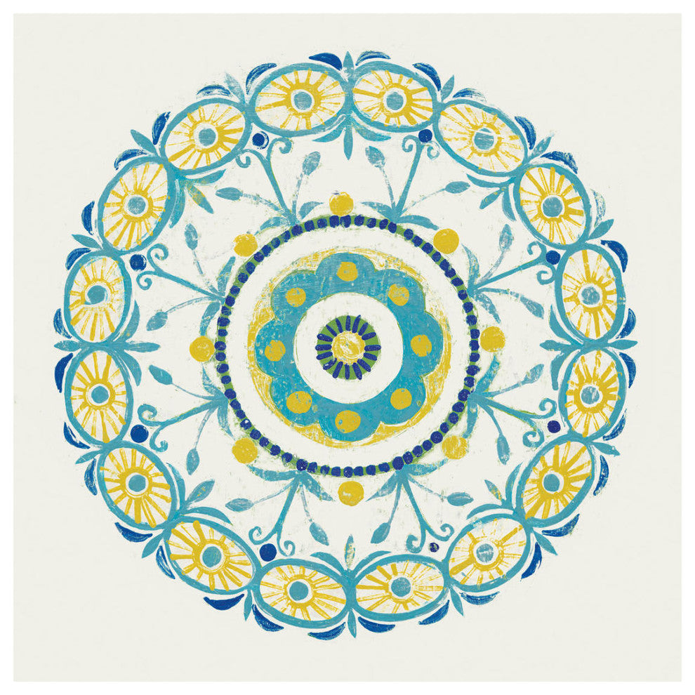 "Lakai Circle I Blue and Yellow" Digital Paper Print by Kathrine Lovell, 26"x26"