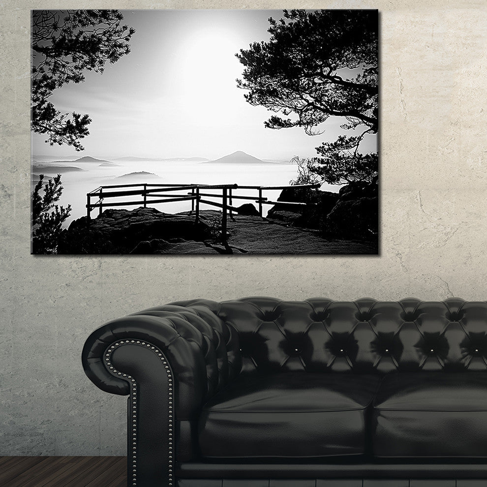 "Full Moon Autumn Midnight in Black" Landscape Canvas Photo Print, 32"x16"