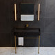 Carre 36" Ceramic Console Sink Matte Black Basin Gold Legs, Brushed Gold