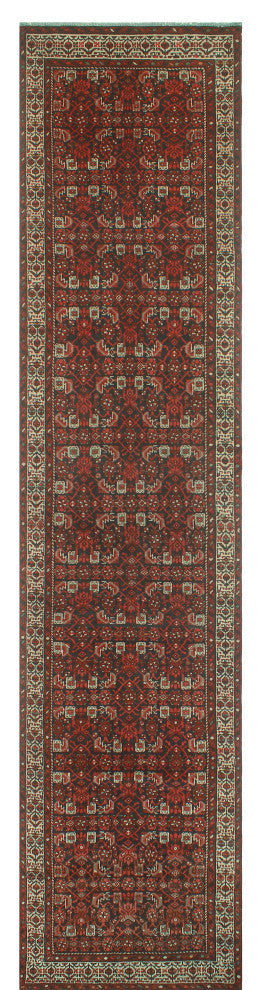 Fine Vintage Distressed Roscoe Charcoal/Ivory Runner, 3'7x16'4