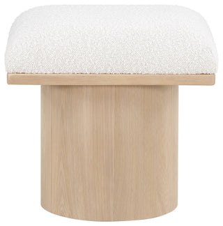 Pavilion Boucle Fabric Upholstered Bench/Stool, Cream, Natural Finish