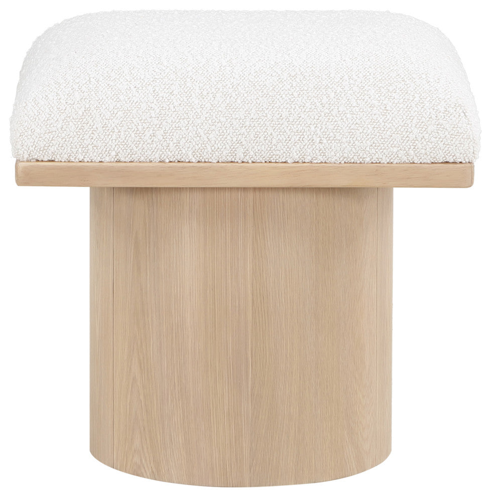 Pavilion Boucle Fabric Upholstered Bench/Stool, Cream, Natural Finish