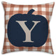 Blue Pumpkin Monogram Y 18x18 Spun Poly Pillow
