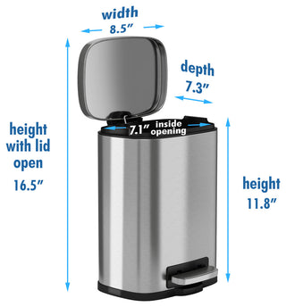 iTouchless SoftStep Stainless Steel Step Pedal Trash Can, 1.3 Gallon