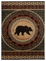 Asheville Lodge Bear Area Rug, Multi, 7'10"x9'10"