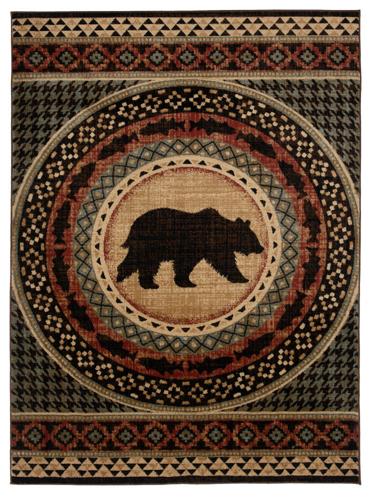 Asheville Lodge Bear Area Rug, Multi, 7'10"x9'10"