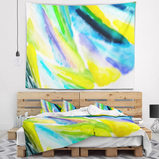 Green Vibrant Brushstrokes Abstract Wall Tapestry, 80"x68"