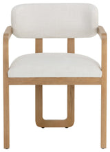 Madrone Dining Armchair, Rustic Oak, Heather Ivory Tweed