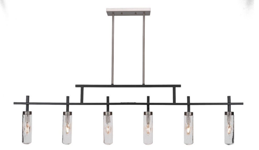 Salinda 6-Light Bar, Matte Black & Brushed Nickel/Clear Bubble