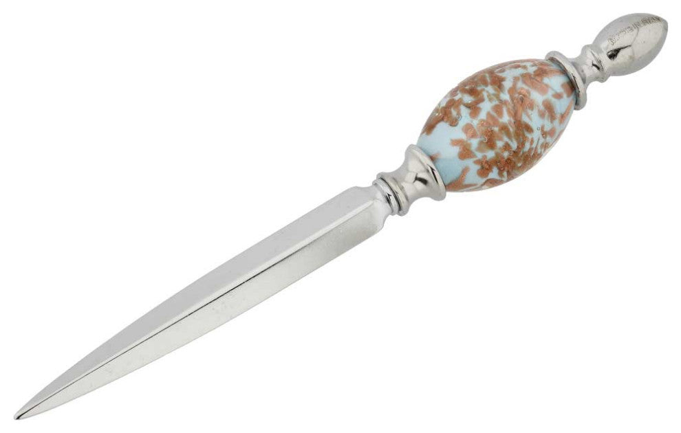 GlassOfVenice Murano Glass Letter Opener -  Aqua Blue Sparkles