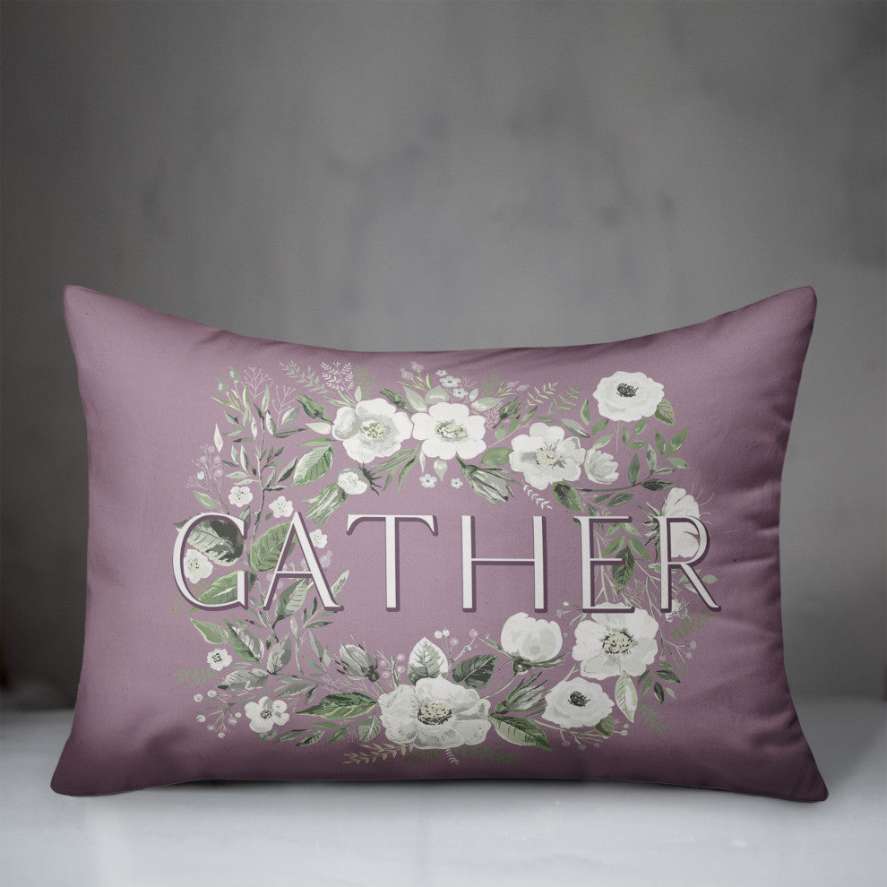 Light Floral Wreath Gather 14x20 Spun Poly Pillow