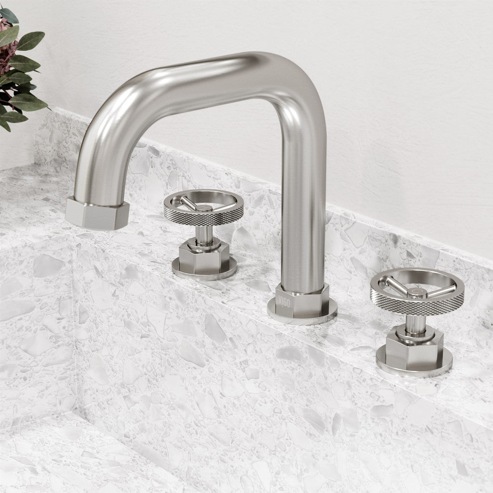 VIGO Hart 7" H 2-Handle Widespread Bathroom Faucet, Brushed Nickel