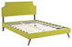 Laura Queen Fabric Platform Bed With Round Splayed Legs, Wheatgrass