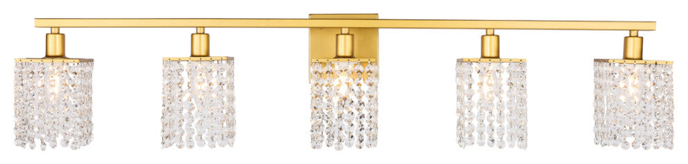 Phineas 5 Light Wall Sconce in Brass And Clear Crystals