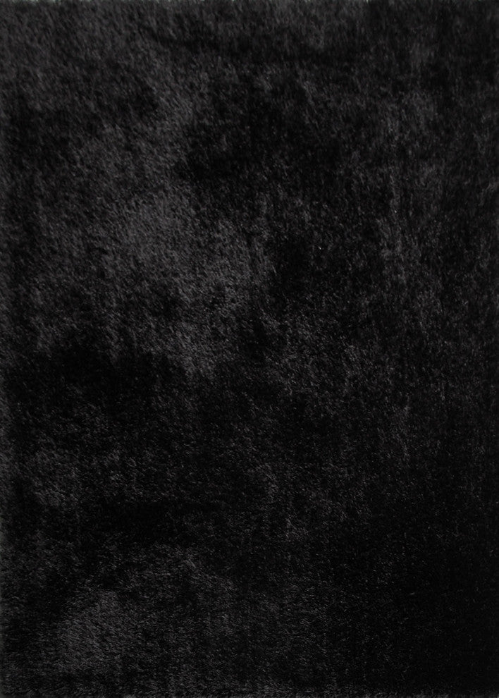 Black Authentic Solid Black Shaggy Hand-Tufted Area Rug, 4x6'