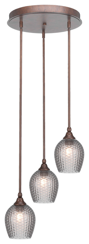 Empire 3-Light Cluster Pendalier, Bronze/Smoke Textured