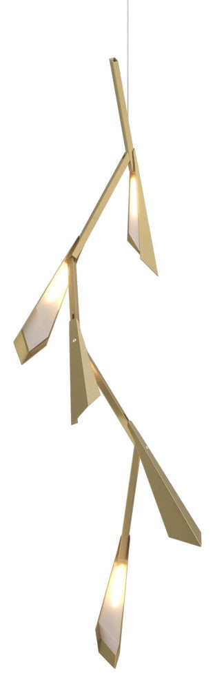 Quill Vertical LED Pendant, Modern Brass Finish, Modern Brass Shade