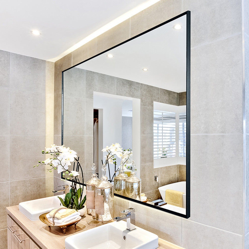 Rectangular Framed Anti-rust Wall Mounted Bathroom Mirror