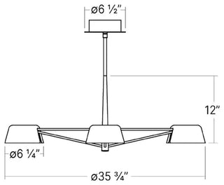Sonneman 2033.17 Ray 36"W LED Round Chandelier - Warm Gray