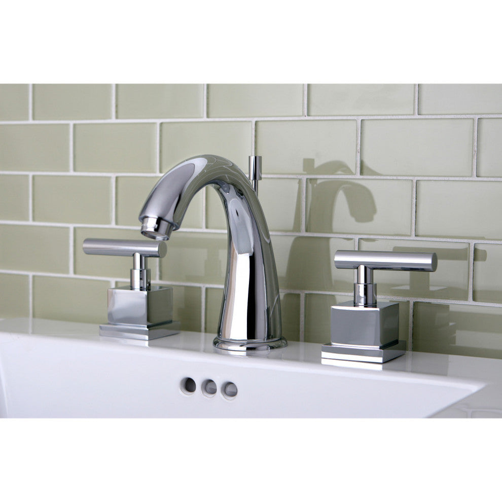 Kingston Brass Widespread Bathroom Faucet With Brass Pop-Up, Polished Chrome