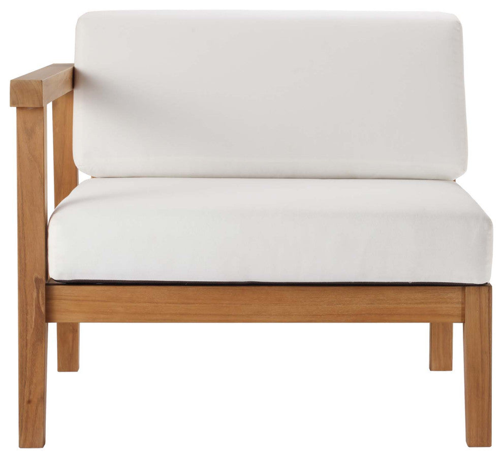 Sofa Corner Chair, Wood, Brown Natural White, Modern, Outdoor Patio Cafe Bistro