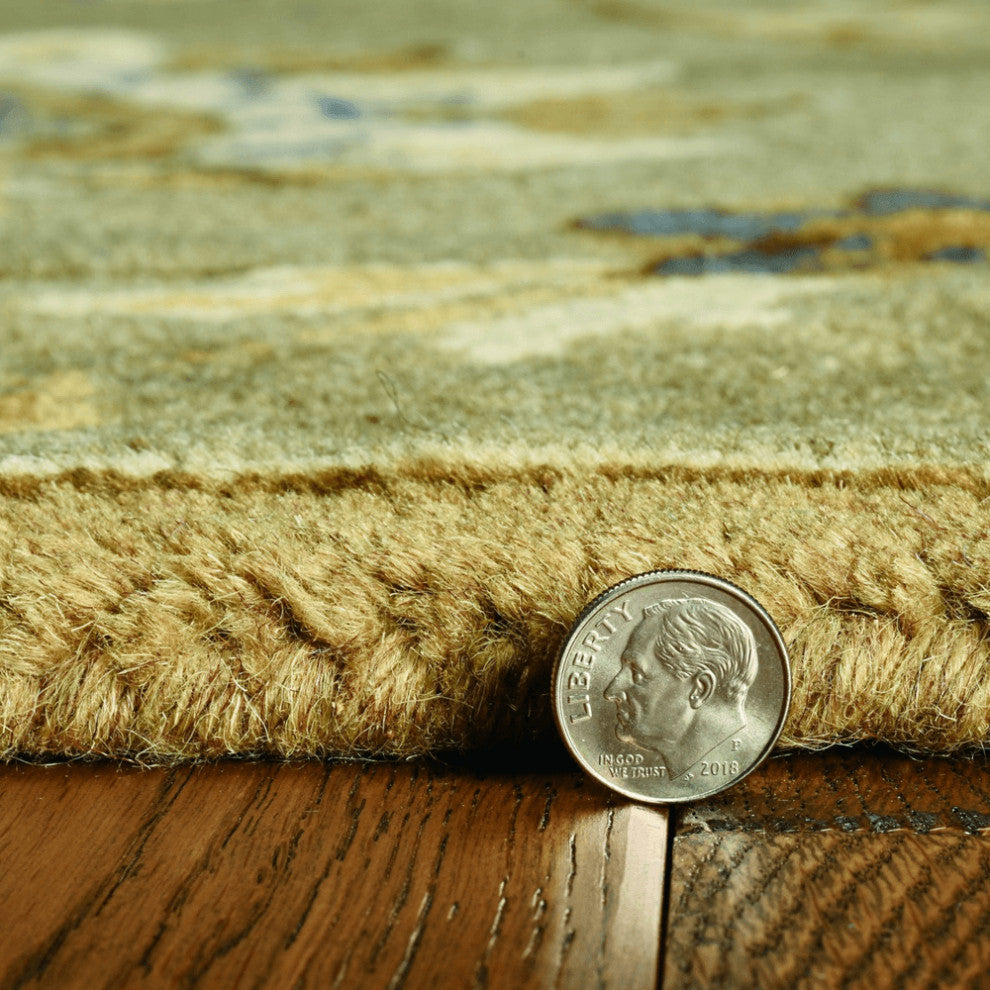3' X 5' Grey Floral Vines Wool Area Rug