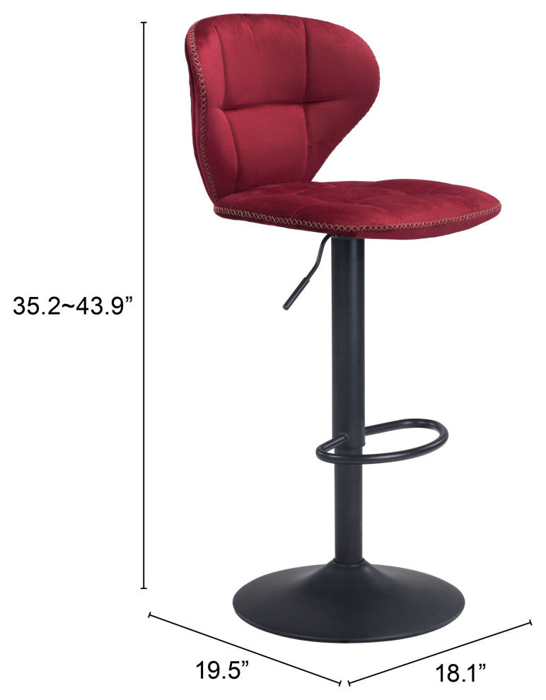 Bar Stool Chair Barstool, Steel Metal, Fabric, Red, Black, Kitchen Cafe Bistro