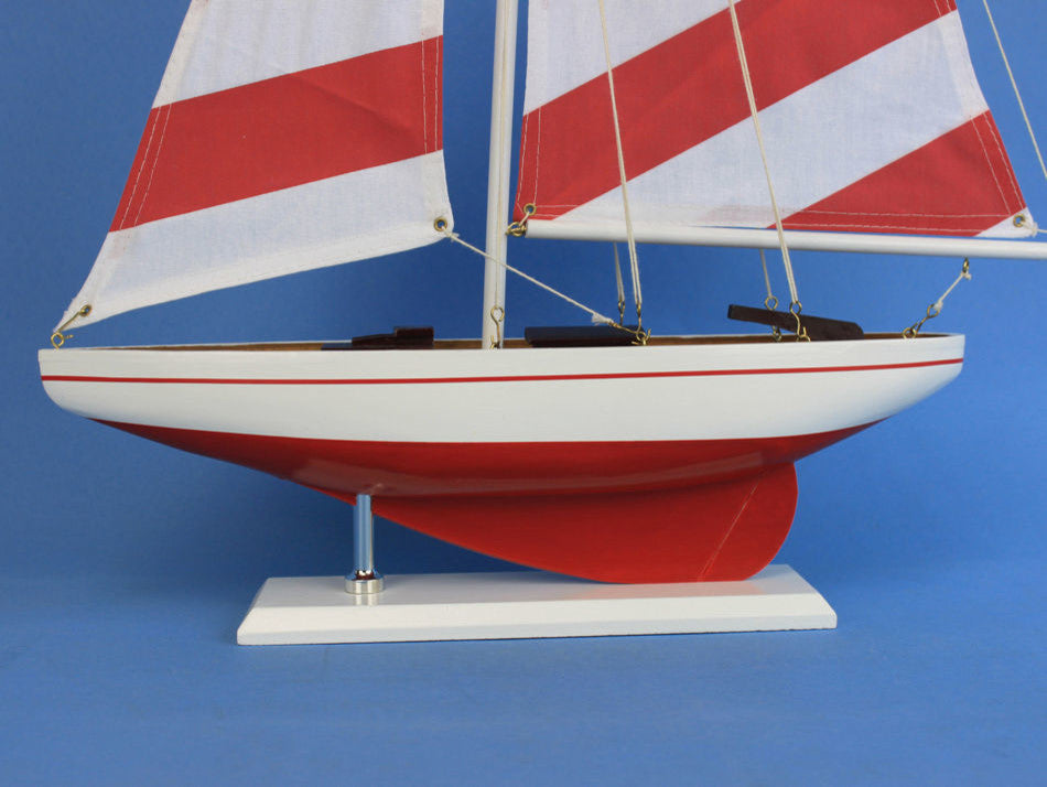 Pacific Sailer, Sailboat Decor, Red Striped, 25"