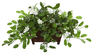 Nearly Natural Mix Stephanotis Artificial Plant in Decorative Planter