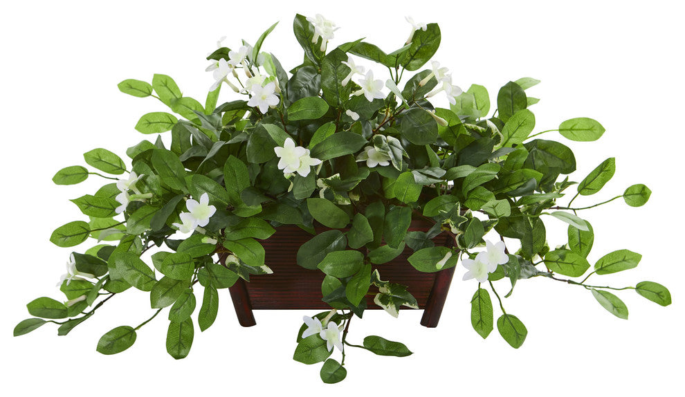 Nearly Natural Mix Stephanotis Artificial Plant in Decorative Planter