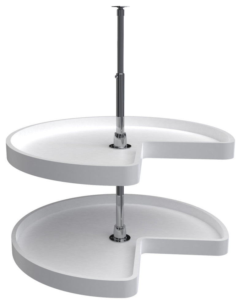 Polymer Kidney 2-Shelf Lazy Susans for Corner Base Cabinets, White, 28"W