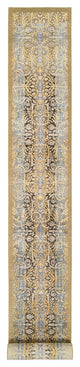 Honey Brown, Hand Knotted, Silk With Textured Wool, XL Runner Rug, 2'7" x 22'0"