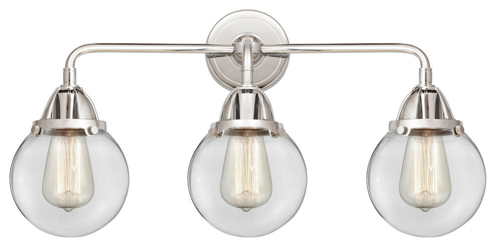 Beacon Bath Vanity Light, Polished Chrome, Clear, Clear