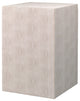 Elegant Faux Shagreen Square Block Accent Table Ivory Cube Contemporary Pedestal