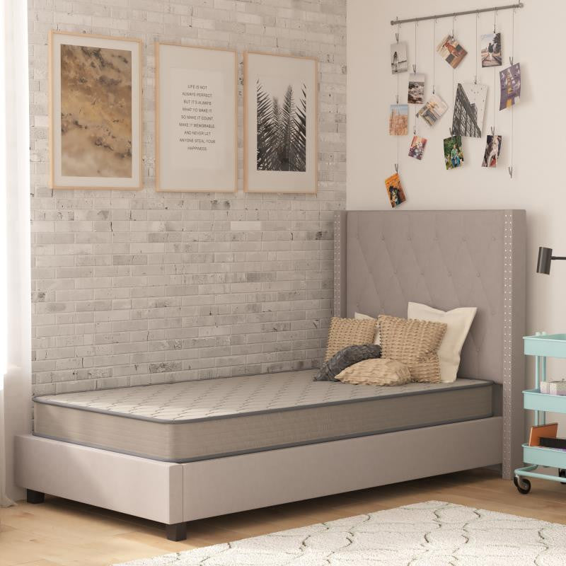 Capri Comfortable Sleep CertiPUR-US Certified Spring Mattress, Mattress in a Box, Gray, Twin Extra Long