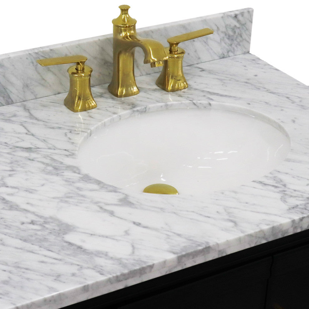 37" Single Vanity, Dark Gray Finish With White Carrara