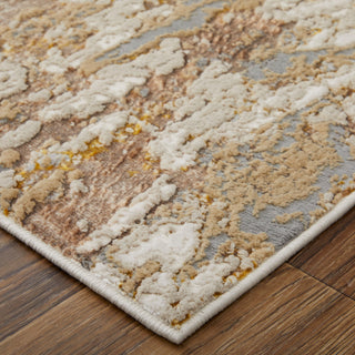 Tripoli Modern Abstract, Ivory/Gold/Brown, 5'x8' Area Rug