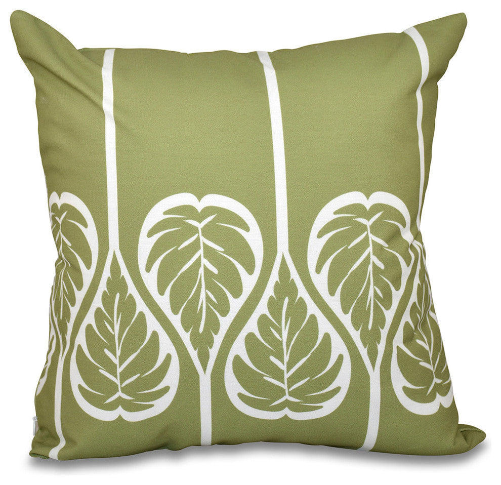Fern 2, Floral Print Pillow, Green, 18"x18"