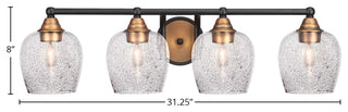 Paramount 4-Light Bath Bar, Matte Black & Brass, 6" Smoke Bubble Glass