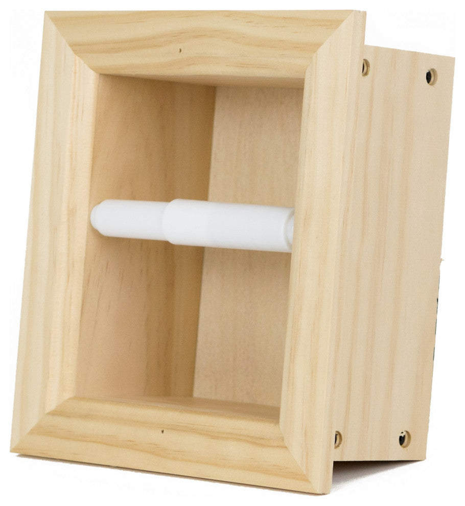 Tampa Recessed Solid Wood Toilet Paper Holder 7 x 8.5, Unfinished