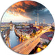 Berlin At Dawn With Dramatic Sky, Cityscape Disc Metal Artwork, 23"