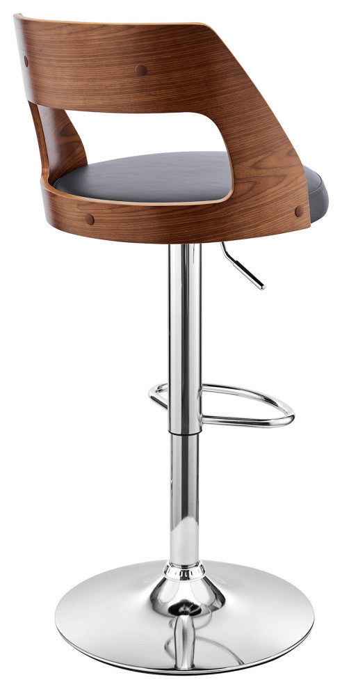 Gray Upholstered Chrome Base Adjustable Swivel Bar Stool