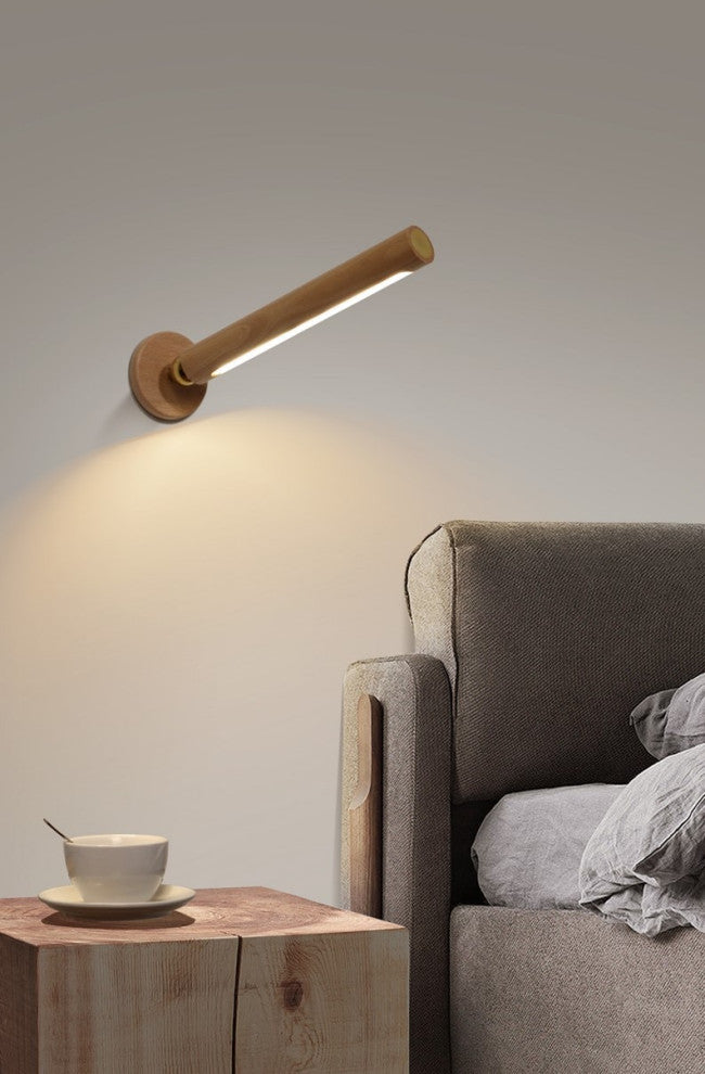 Minimalistic Wooden Wall Lamp in Nordic Style for Living Room, Bedroom