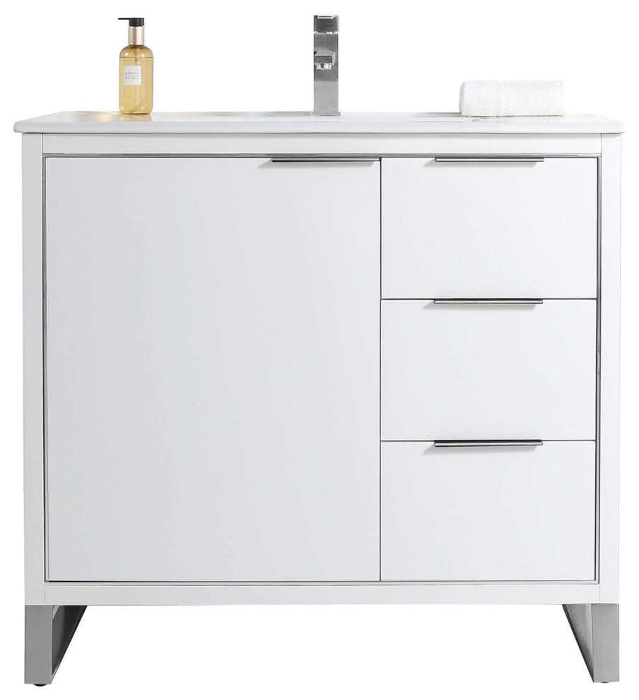 Fine Fixtures Opulence Collection Bathroom Vanity with White Ceramic Sink
