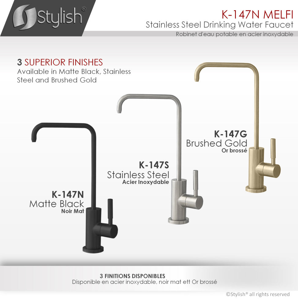 STYLISH Single Handle Stainless Steel Matte Black Drinking Water Kitchen Faucet