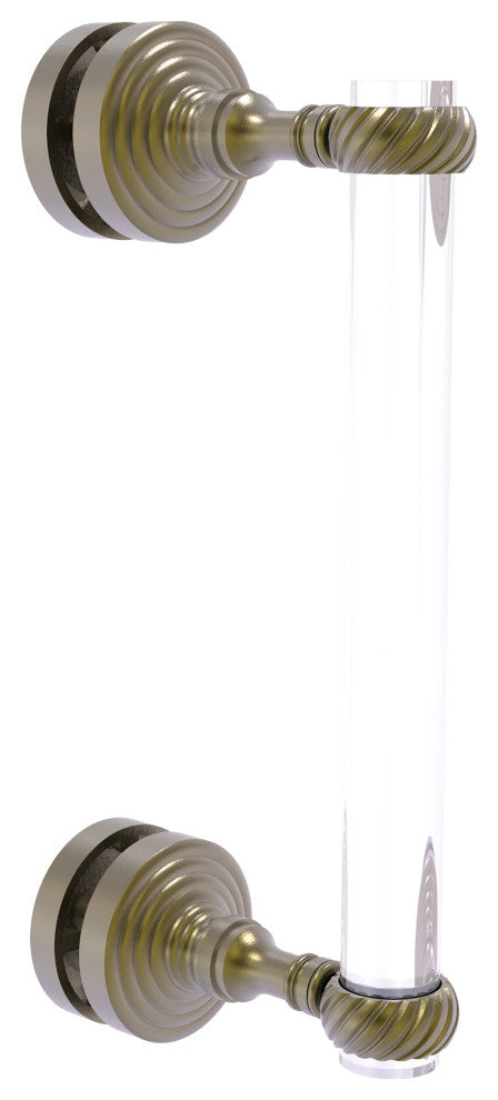 Pacific Grove 8" Twisted Accent Single Side Shower Door Pull, Antique Brass