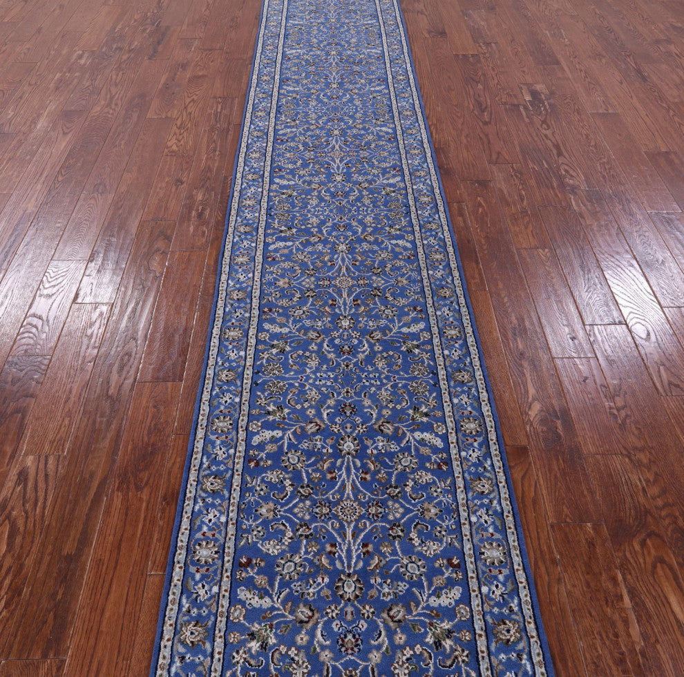 Runner Persian Nain Handmade Wool and Silk Rug 2' 7" X 13' 11" Q11640
